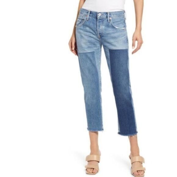 Anthropologie Citizens of Humanity Emerson Straight Leg Jean Medium Blue W25 NWT - Picture 1 of 14